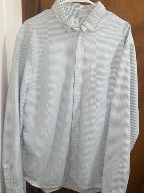 H&M L.O.G.G. Men’s XL Blue White Striped Long Sleeve Button Down Shirt